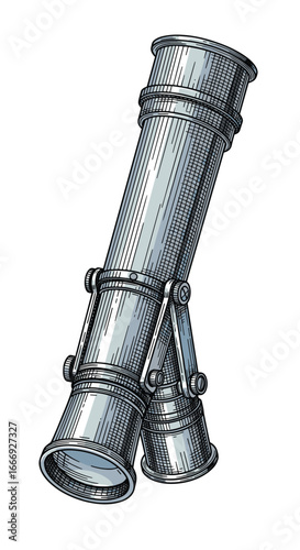 A detailed artistic illustration of a vintage double barrel mortar cannon showing its intricate mechanical details and historical military significance