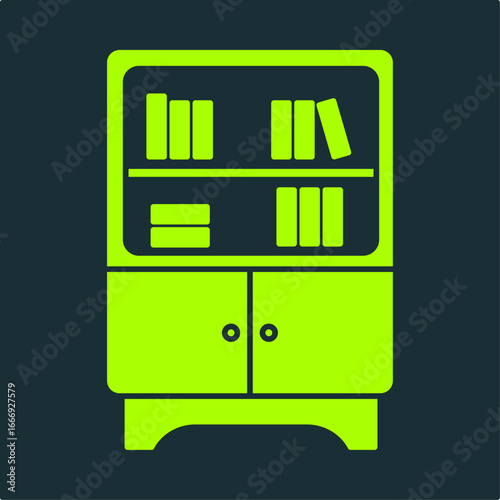 Bookshelf trendy useful vector Illustration design attractive colorful green background