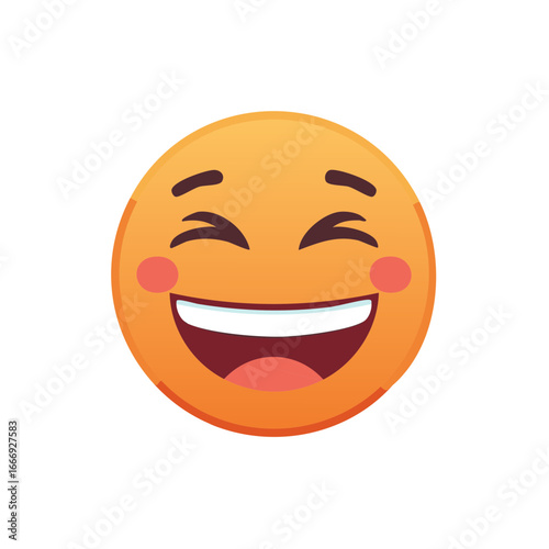 Bright orange emoji icon with cheerful laughing expression and wide smile