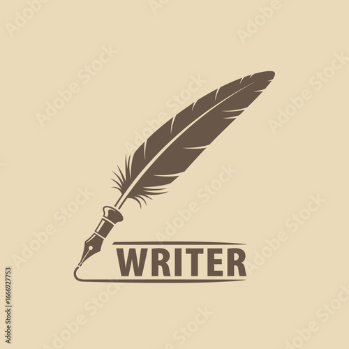 A stylish logo featuring a quill pen and the word 'Writer'.