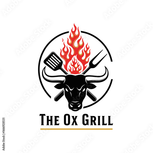 The Ox Grill logo features a bull's head with crossed grilling tools and flames.