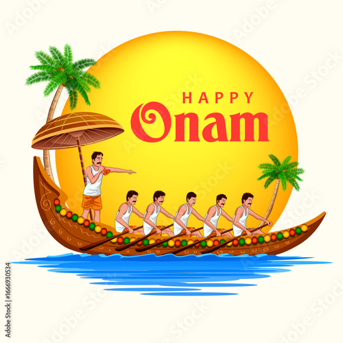 snakeboat race in Onam celebration background for Happy Onam festival of South India Kerala