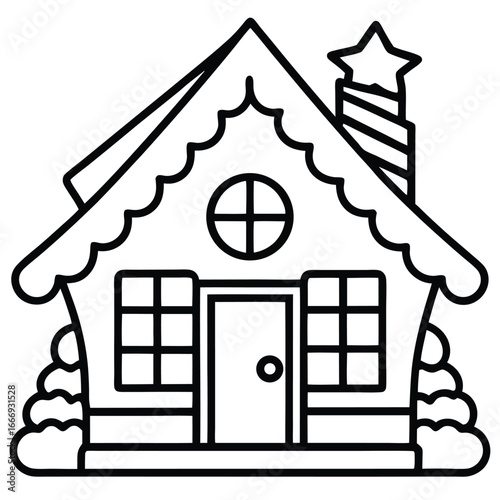 Gingerbread House line art vector