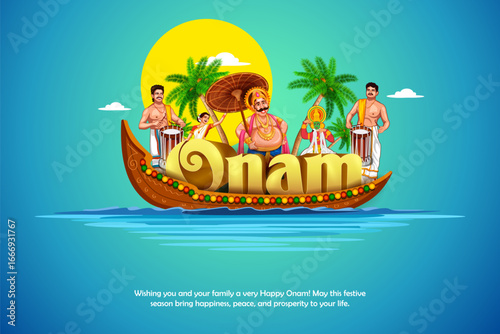 snakeboat race in Onam celebration background for Happy Onam festival of South India Kerala