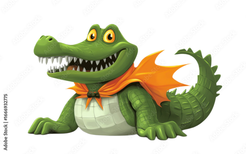 Obraz premium Cartoon Crocodile wearing on white background,png