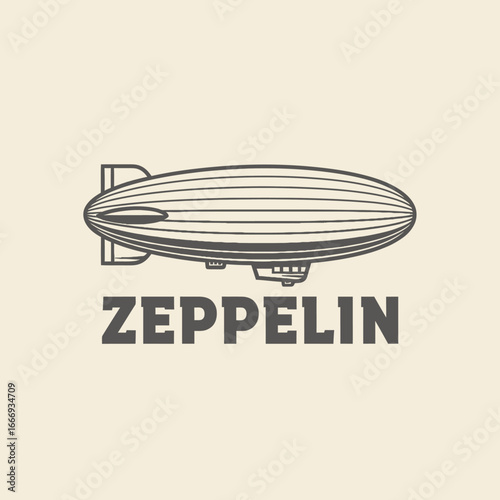A classic illustration of a Zeppelin airship.  Vintage style graphic.