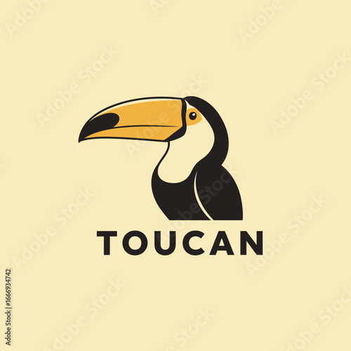A minimalist toucan logo design.  Perfect for branding.