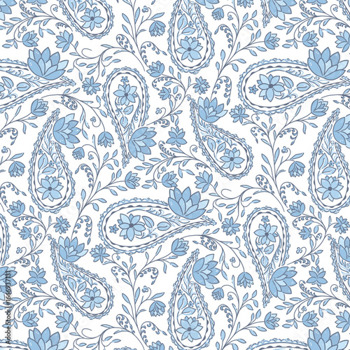 Blue Pottery Style Paisley Pattern