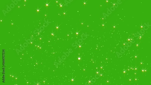 Glitter sparkle stars and particles animated on green screen. White shining dust light. Bokeh light particles. Loop animation