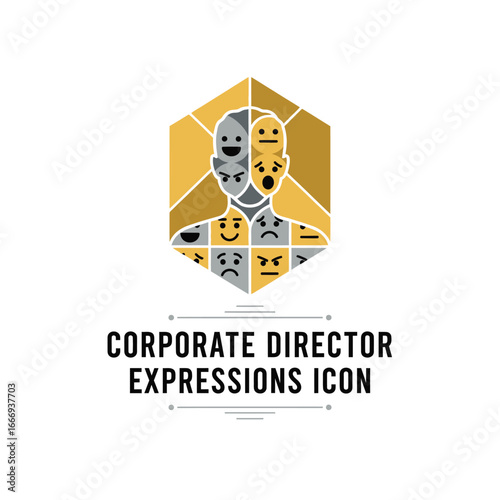 Icon depicting a corporate director with various emotional expressions.