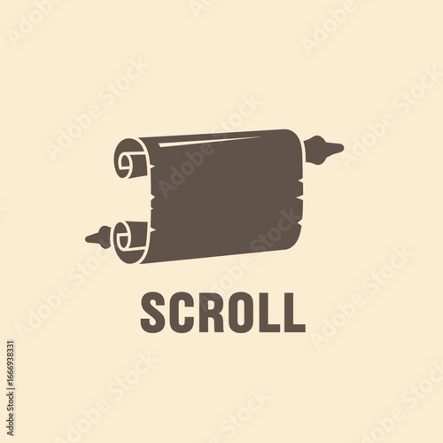 Minimalist vector graphic of an ancient scroll. Perfect for logo or design.