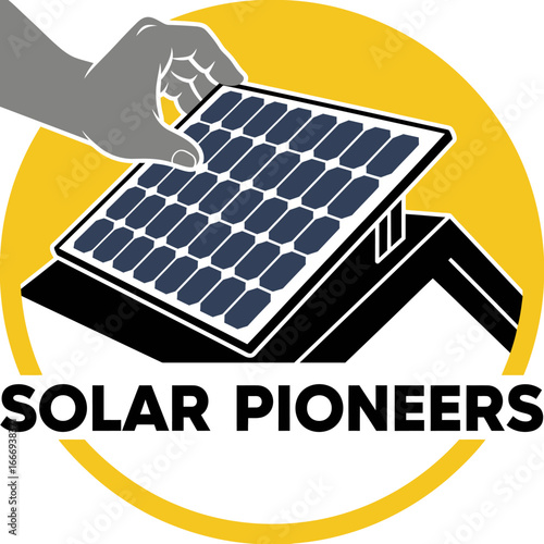 A logo showcasing solar panel installation.  Clean energy, innovation.