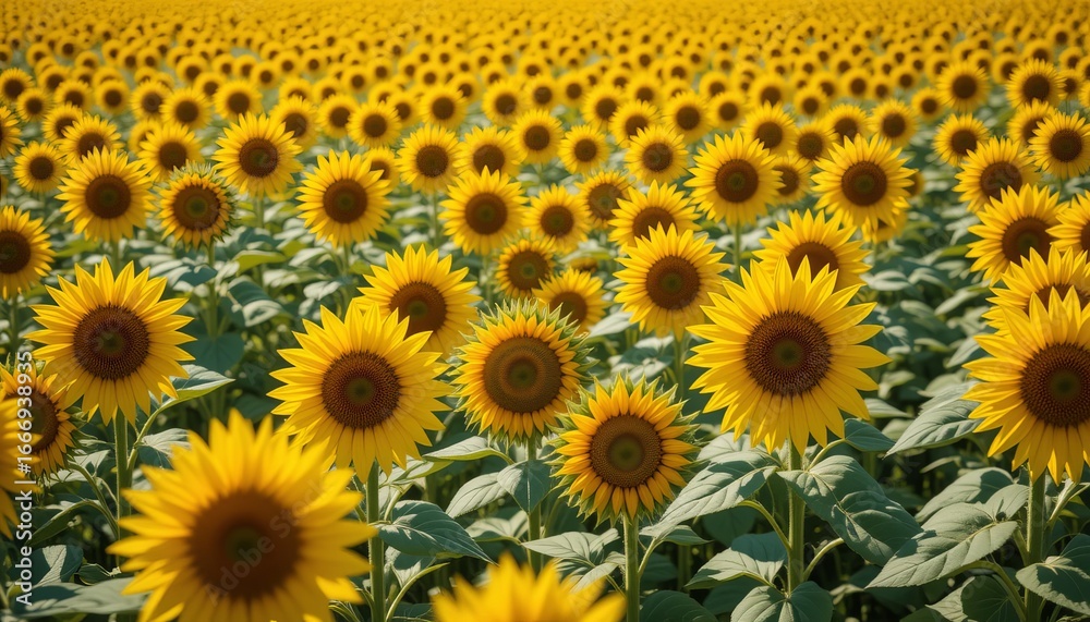 Obraz premium Endless Sunflower Field in Bloom ✔ Bright Yellow Petals ✔ Natural Daylight