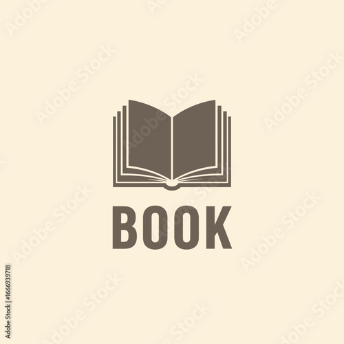 Simple book logo design.  Elegant and minimal graphic.