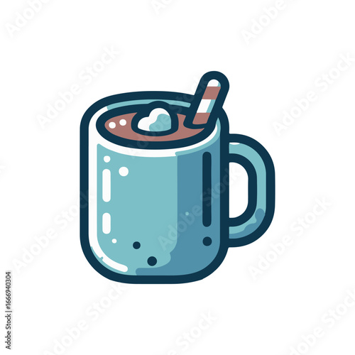 A cozy mug of hot chocolate topped with whipped cream and a striped straw, set against a minimal backdrop