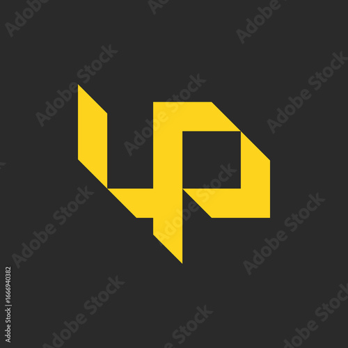 Stylized Letter LP Logo in Yellow on Dark Gray