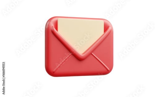 Cartoon style 3d mail icon on white background,png