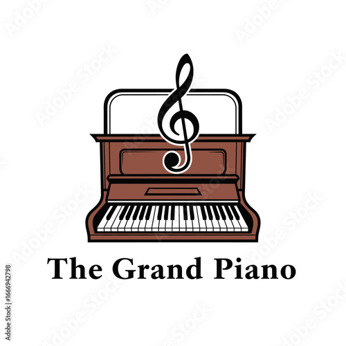 Elegant logo design featuring a grand piano and a treble clef.