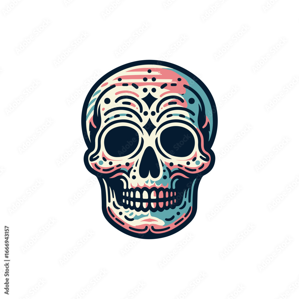 Fototapeta premium Colorful artistic skull design featuring intricate patterns and vibrant hues