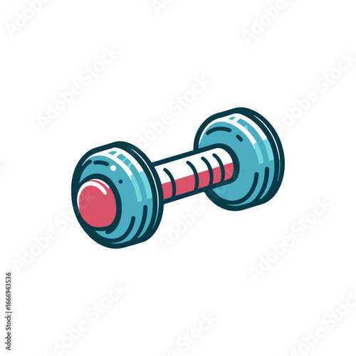 Colorful cartoon dumbbell isolated on a white background, ideal for fitness and health-related content