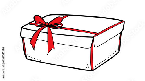 Illustration of a wrapped gift box with a red ribbon, suitable for birthdays, holidays, and special occasions