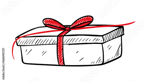 Gift box with a red ribbon, representing celebration, surprise, and a special occasion