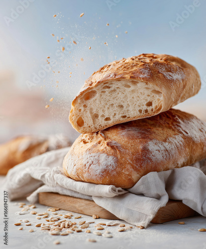 Modern Still Life with Artisan Sourdough and a Kitchen Towel