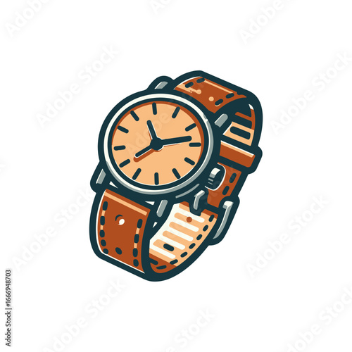 Stylish wristwatch with a brown leather strap displayed against a minimalist background