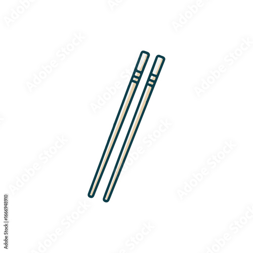 Two elegant chopsticks resting on a table, with a blurred background of a dining setting