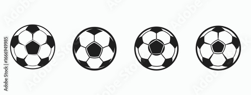 Soccer ball silhouette set, Soccer ball icon, simple black style, sports equipment vector, black and white illustration