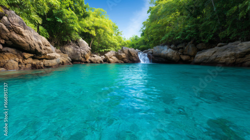 Tropical Waterfall Lagoon
