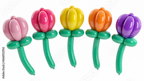 Joyful balloon flowers in vibrant pink yellow orange and purple bring festive cheer to any celebration