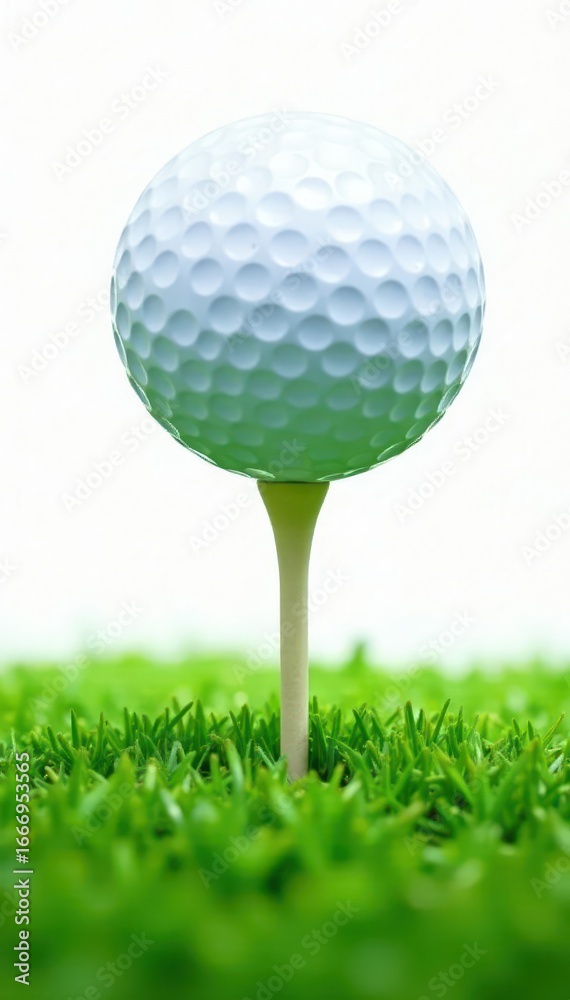 Obraz premium Golf ball with trajectory lines, isolated on white, distance, speed, lines