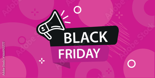 Modern Bold Lettering Black Friday Vector Template with Abstract Shapes, Stylish Poster Layout, and Marketing Campaign Graphics