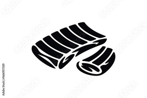 Monochrome vector illustration of ribs meat food and barbecue