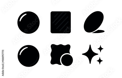 vector solid black filled icons engraver (polished finish): shine gradient etched lines shadow smear highlight rim polish cloth light sparkle.