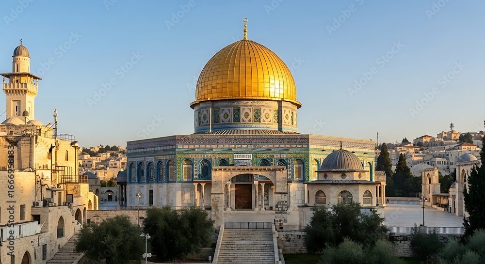 Obraz premium Golden Dome Mosque, Jerusalem's Holy Site