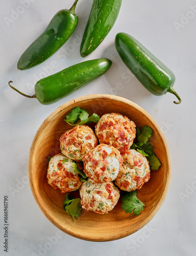 bacon jalapeno balls made with cream cheese and cilantro