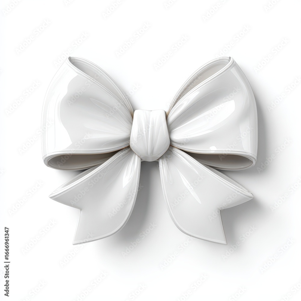 Elegant White Glossy Bow Isolated on White Background Perfect for Gift Wrapping Design and Decoration Elegant White Glossy Bow Isolated on White Background Perfect for Gift Wrapping Design and Decoration