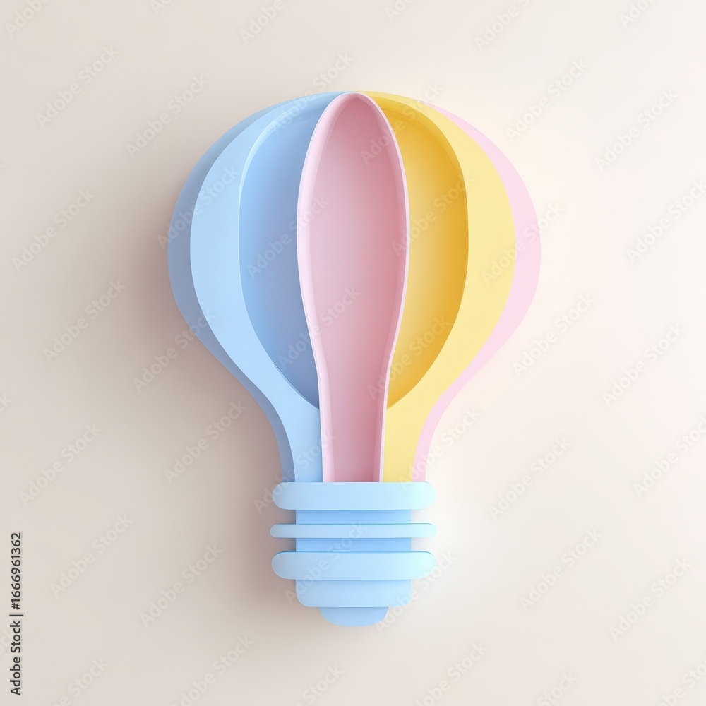 Obraz premium Pastel Lightbulb Hot Air Balloon Design Idea Concept Illustration A colorful and creative 3D rendering