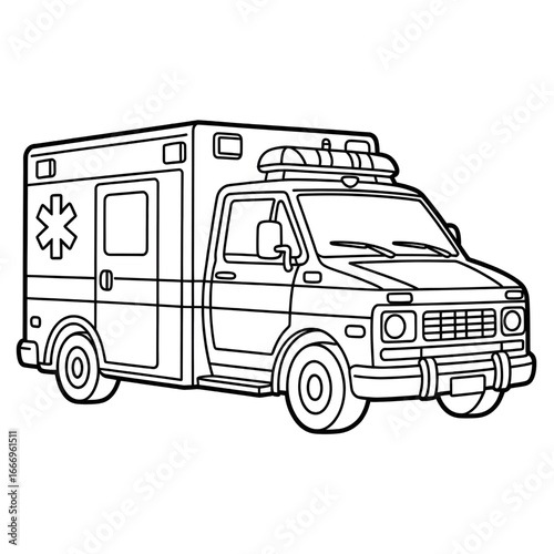 Ambulance illustration vector line art coloring design
