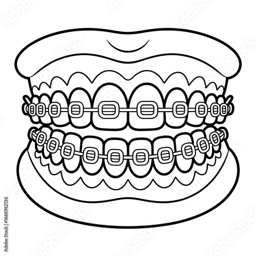 Illustration eline art braces coloring page