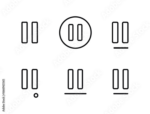 vector outline icons reluctance (pause icon): pause bars circle outline shadow smear highlight rim dot accent break line.