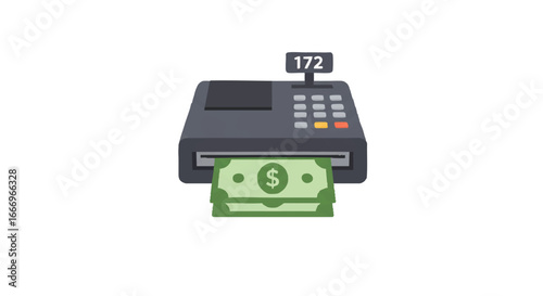 Cash Register Dispensing Money Financial Transaction Illustration