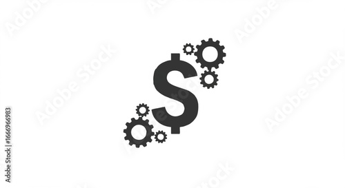Financial Engineering Dollar Sign with Gears Illustrating Economic Growth and Business Strategy