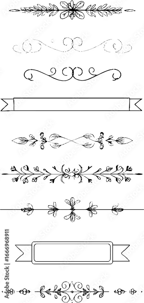 Obraz premium Hand drawn decorative easter egg ribbons set for holiday design