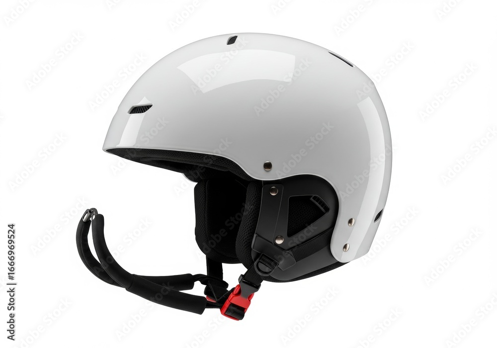 Fototapeta premium Modern white ski and snowboard helmet for safety and protection