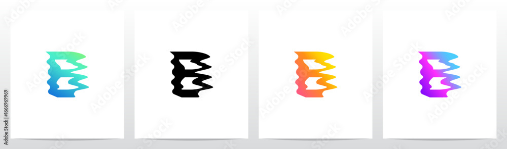 Obraz premium Distorted Liquid Liquify Reflection On Water Initial Letter Logo Design B