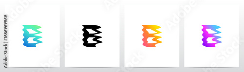 Distorted Liquid Liquify Reflection On Water Initial Letter Logo Design B