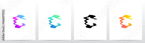 Distorted Liquid Liquify Reflection On Water Initial Letter Logo Design C